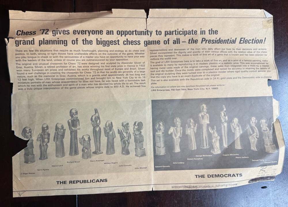 1972 Presidential Election Chess Set, Chess ‘72 by LRH feat. Nixon - Picture 7 of 11